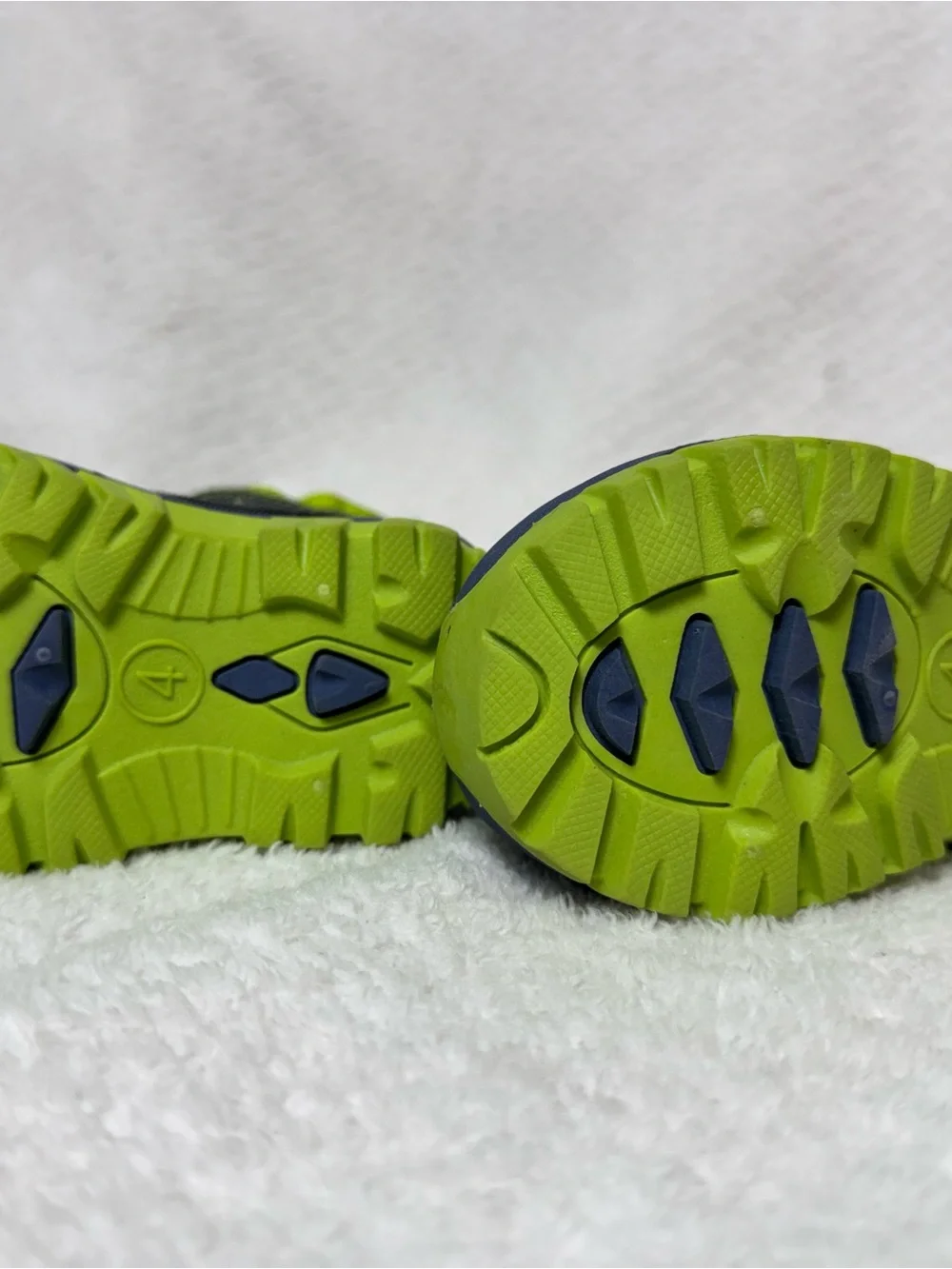 Cat & Jack Navy and Lime Monster-Trim Kids Snow Boots